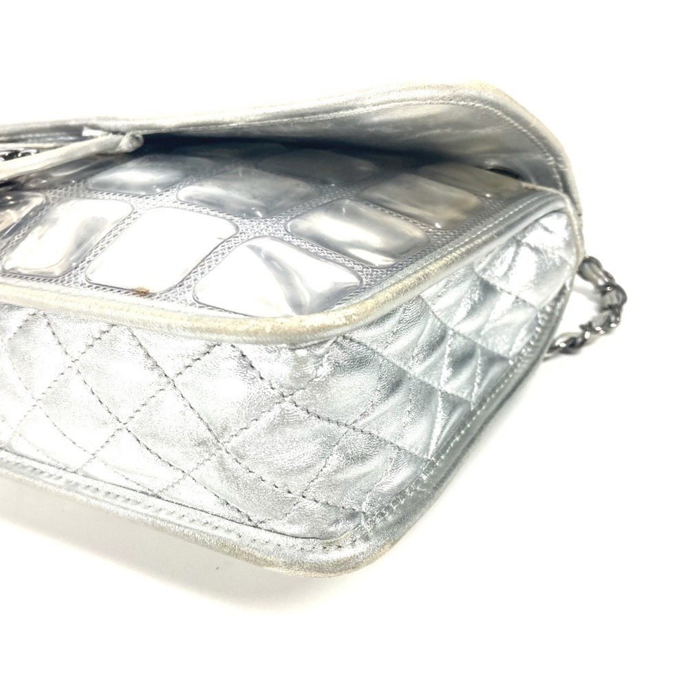 CHANEL Ice Cube Flap Double Chain Bag, Shoulder Leather, Women's, Silver - Picture 6 of 13